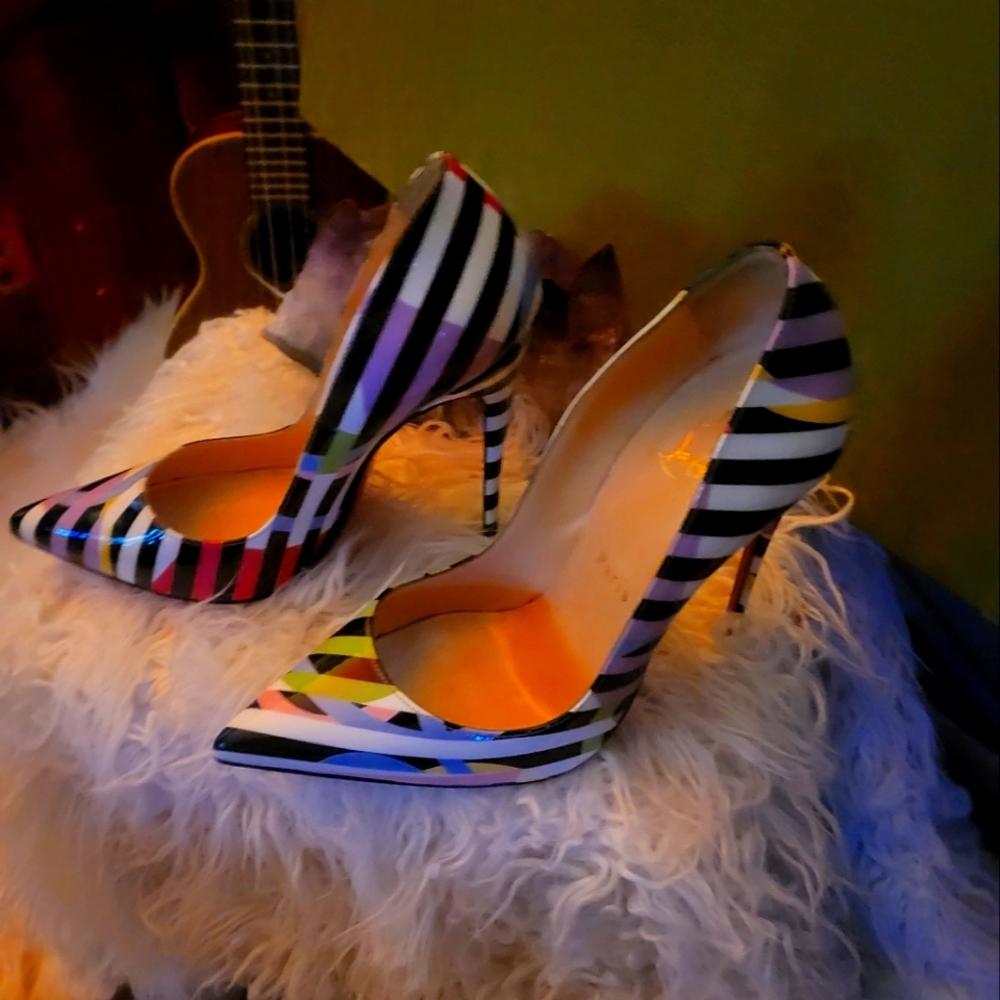 Christian Louboutin Striped Pattern Heels